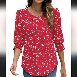 Fantaslook Red and White Women's Top